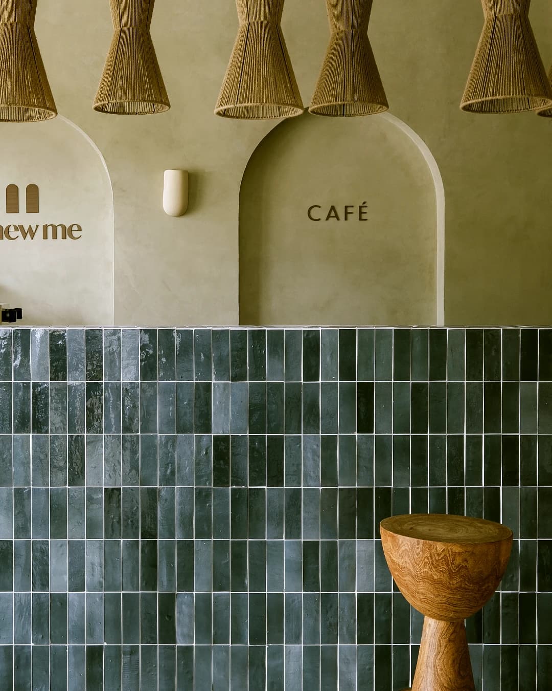 Rectangular Zellige front cladding for a bar counter.